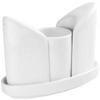 Набор д/специй 3 предм. на подставке «Кунстверк»;фарфор;,H=85,L=120,B=35мм;белый