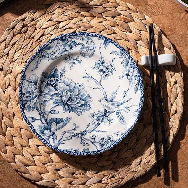 Тарелка «Аделэйд Блю» мелкая;фарфор;D=22см;белый,синий