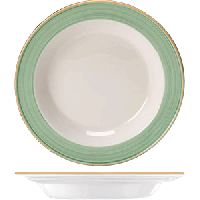 Тарелка глубокая «Рио Грин»;фарфор;D=21,5см;белый,зелен.