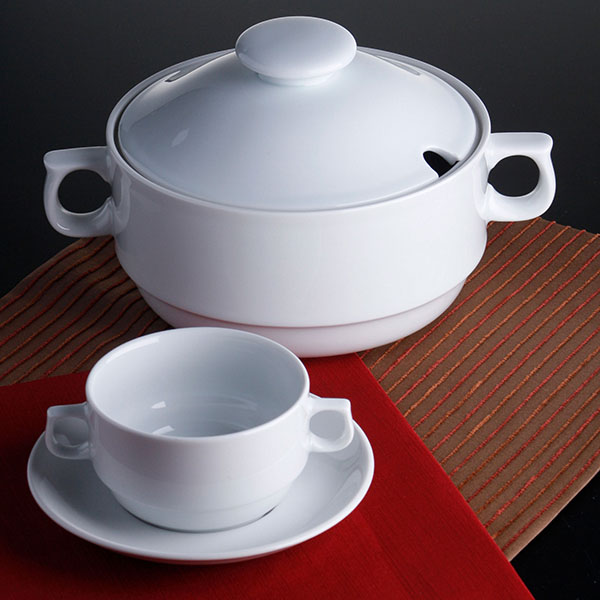 Блюдце для бульонной чашки «Принцип» для PRI1141;фарфор;D=170/85мм;белый