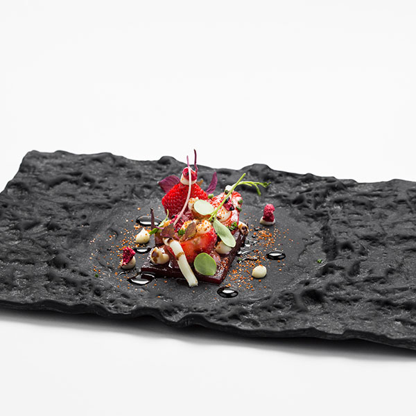 Блюдо сервировочное «Кратер»;стекло;,L=29,B=18см;черный,матовый