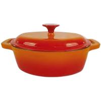 Кастрюля для запекания с крышкой;чугун;0,8л;,H=7,L=18,B=14см;красный