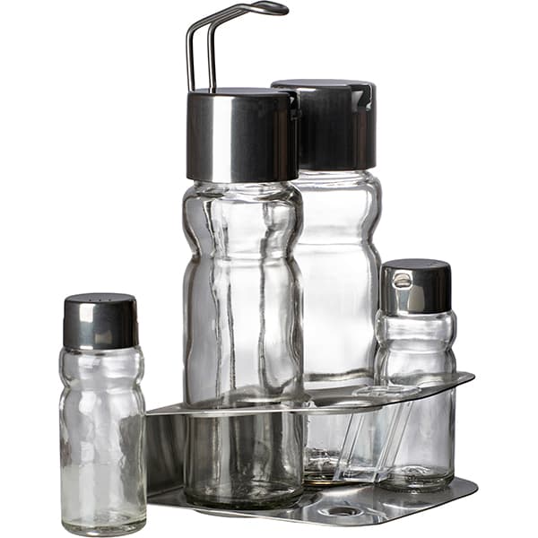 Набор д/специй 4 пр-та на подставке;стекло,сталь нерж.