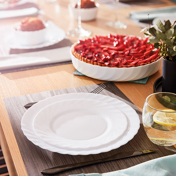 Блюдо для пирога жаропрочное;стекло;D=26см;белый