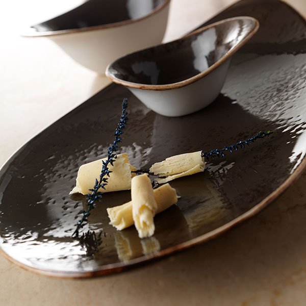 Блюдо «Крафт Грэй»;фарфор;,H=35,L=370,B=240мм;серый