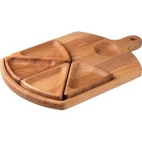 Менажница с ручкой (5 секций);бук;D=60,H=25,L=350,B=250мм;св. дерево