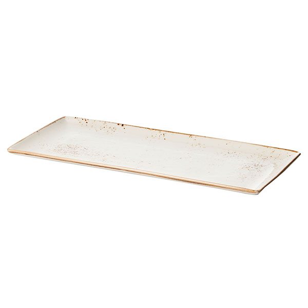 Блюдо «Крафт Вайт» прямоугольное;фарфор;,H=15,L=370,B=160мм;белый,коричнев.