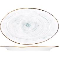 Блюдо «Пастораль» овальное;фарфор;,H=25,L=325,B=200мм;зелен.