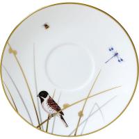 Блюдце «Рид»;кост.фарф.;D=16см;белый,золотой