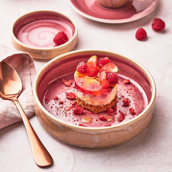 Тарелка «Аврора Везувиус Роуз Кварц» с бортом;фарфор;1,2л;D=205,H=55мм;розов.,бежев.