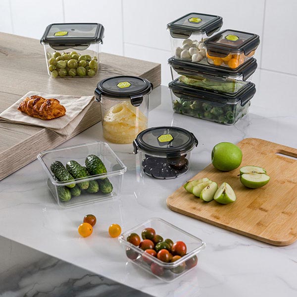 Контейнер для продуктов крышка герметичная с клапаном;тритан;1,15л;,H=8,L=16,B=16см;прозр.,черный