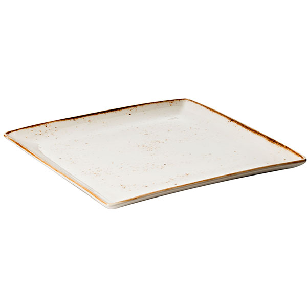 Блюдо «Крафт Вайт» квадратное;фарфор;,H=18,L=270,B=270мм;белый,коричнев.