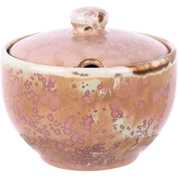 Сахарница с крышкой «Пион»;фарфор;200мл;D=91,H=60мм;розов.