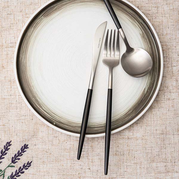 Вилка столовая «Стил Блэк Сильвер Мэтт»;сталь нерж.;,L=220,B=27мм;черный,серебрист.