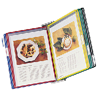 Информационная папка наст.(10 карманов);пластик,сталь;,H=8,L=35,B=24см;прозр.,металлич.