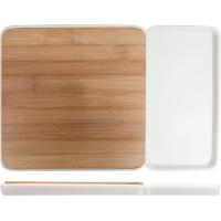 Блюдо для подачи;бамбук,фарфор;,H=10,L=355/195,B=200мм