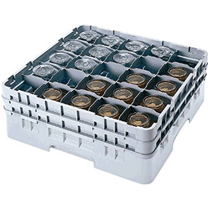 Кассета для бокалов 25 ячеек Dmax=87,Hmax=155мм;полипроп.;,H=18,4,L=50,B=50см;серый