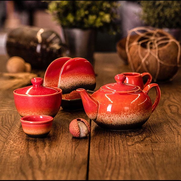 Чайник заварочный «Агат»;фарфор;400мл;D=75,H=75,L=175мм;красный