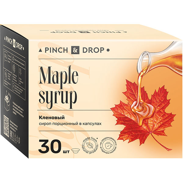 Сироп «Кленовый» Pinch&Drop ароматизированный порционный[30шт];картон;15мл;,H=12,L=15,5,B=10см