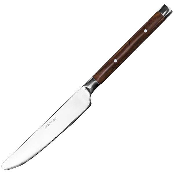 Нож столовый «Рустик»;сталь нерж.,пластик;,L=225/120,B=18мм;коричнев.,металлич.
