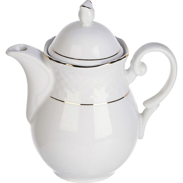 Кофейник «Афродита»;фарфор;0,6л;D=55,H=130,L=155мм;белый,золотой