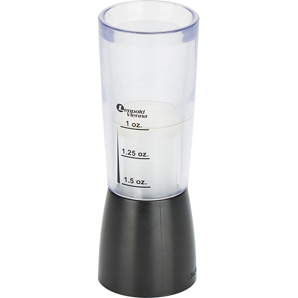 Джиггер 30/45 мл с делениями;пластик;D=40,H=114мм;черный,прозр.