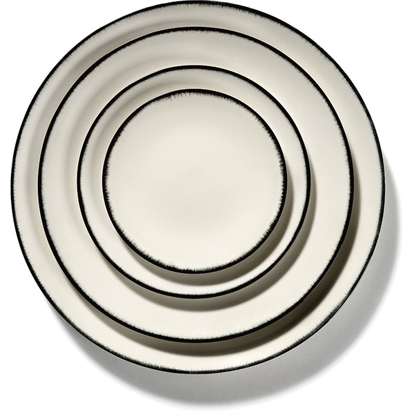 Тарелка «Де» №1;фарфор;D=17,5см;кремов.,черный