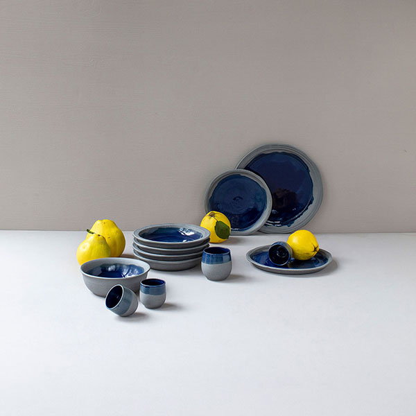 Тарелка «Нау» мелкая;керамика;D=210,H=18мм;синий,серый