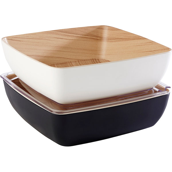 Салатник;пластик;2,65л;,H=75,L=250,B=250мм;белый,бежев.