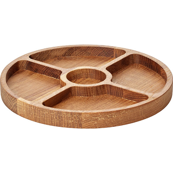 Менажница круглая 5 секций;дуб;D=250,H=25мм;деревян.