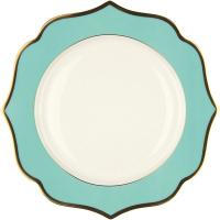 Тарелка «Ионика» подстановочная;фарфор;D=28см;белый,бирюз.
