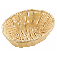 Корзина плетеная для хлеба овальная;полиротанг;,H=65,L=180,B=130мм;св.корич.