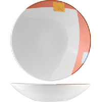 Салатник «Зен»;фарфор;0,5л;D=200,H=45мм;белый,оранжев.