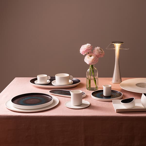 Тарелка «Эстиа» мелкая;фарфор;D=22,H=2см;синий,коричнев.