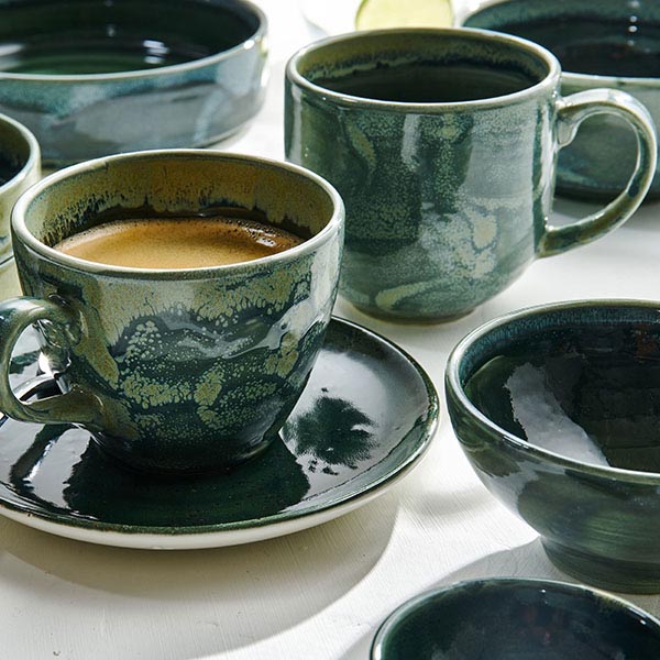 Чашка кофейная «Аврора Везувиус Бернт Эмералд»;фарфор;110мл;бежев.,зелен.