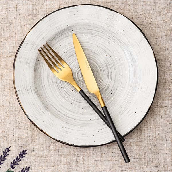 Нож столовый «Дистрикт Блэк Голд Мэтт»;сталь нерж.;,L=225,B=18мм;золотой,черный