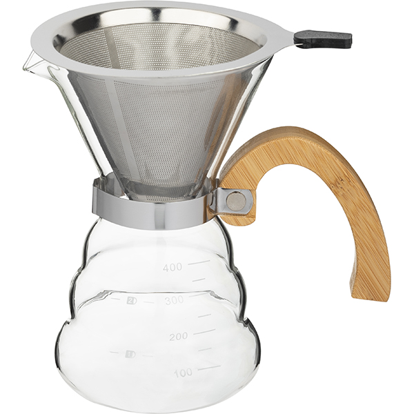 Воронка (пуровер) с сервером;стекло,сталь нерж.;400мл;D=12,H=17,5см;прозр.
