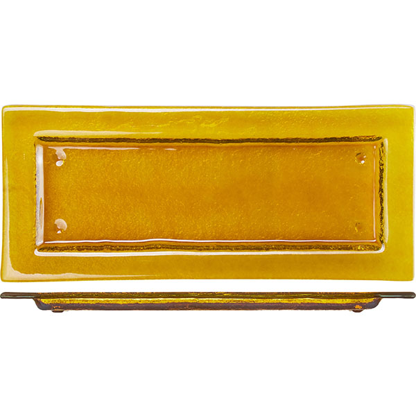 Блюдо сервировочное;стекло;,H=15,L=350,B=150мм;золотой,коричнев.