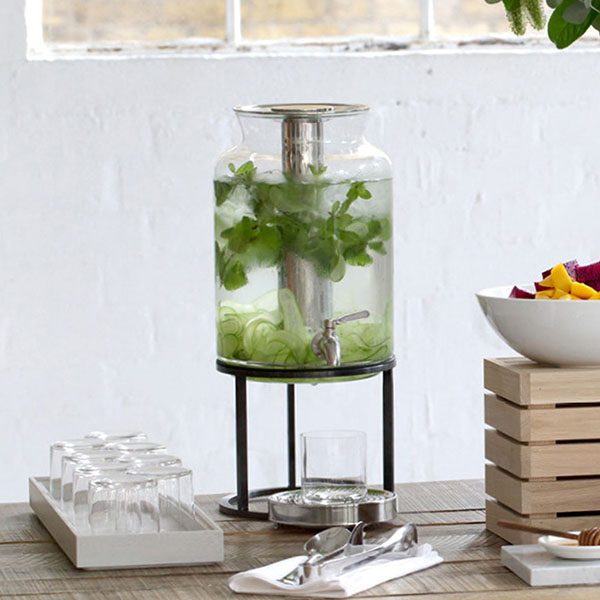 Диспенсер для холодных напитков с подставкой;стекло,сталь нерж.;8л;D=21,H=32см;прозр.,металлич.