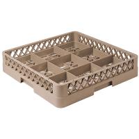 Кассета для бокалов 9 ячеек «Проотель» Dmax=150,Hmax=80мм;полипроп.;,H=10,L=50,B=50см;бежев.