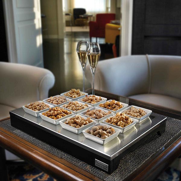 Подставка с 12-ю фарфоровыми салатниками «Буфет»;дерево;,H=55,L=460,B=320мм;черный