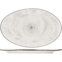 Блюдо «Пастораль» овальное;фарфор;,H=25,L=405,B=255мм;серый