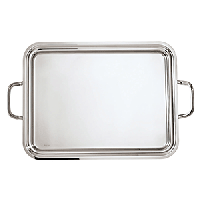 Поднос прямоугольный «Элит» с ручками;сталь нерж.;,L=50,B=38см;серебрист.