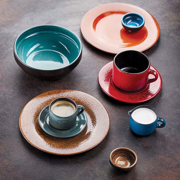 Соусник «Млечный путь терракот»;фарфор;30мл;D=60,H=25мм;терракот,черный