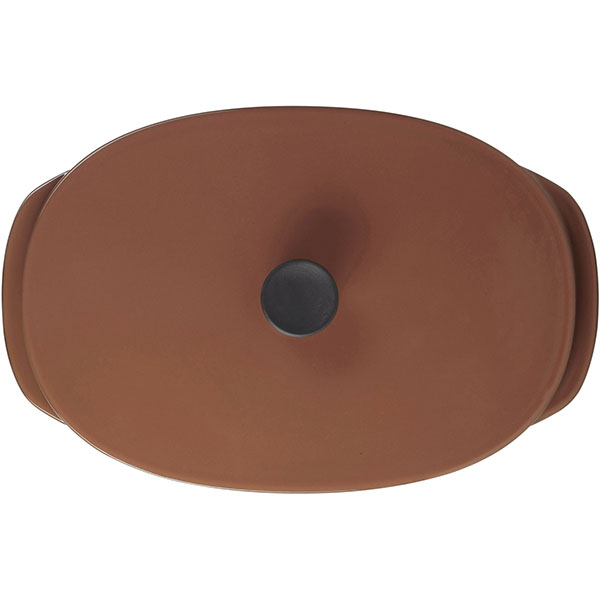 Блюдо для подачи «Карактэр» с крышкой с ручками;керамика;1,3л;,H=90,L=260,B=185мм;коричнев.,черный