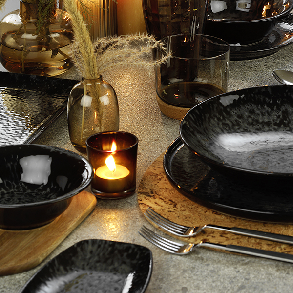 Тарелка «Нанокрем Блэк» прямоугольная;фарфор;,H=23,L=190,B=114мм;черный