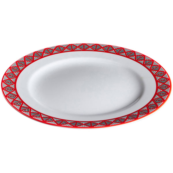 Тарелка «Мезень» Классик Елочка плоская;фарфор;D=250,H=22мм;белый,красный