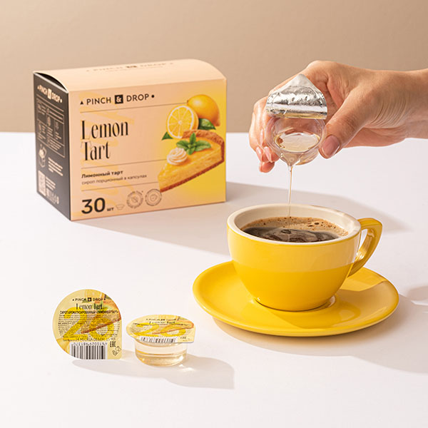 Сироп «Лимонный Тарт» ароматизированный порционный Pinch&Drop[30шт];картон;15мл;,H=12,L=15,5,B=10см