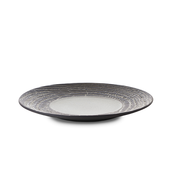 Тарелка десертная «Арборесценс»;керамика;D=215,H=25мм;серый,черный