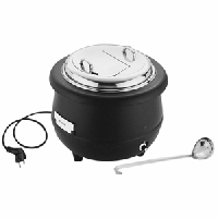 Мармит-супница с половником;сталь,полипроп.;10л;D=40,H=44см;500вт;черный,металлич.